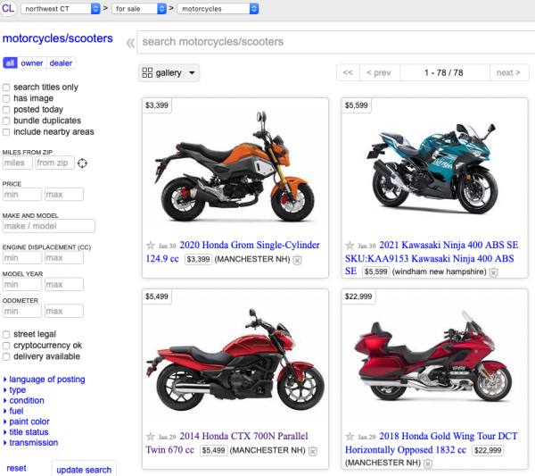 Used motorcycles best sale near me craigslist